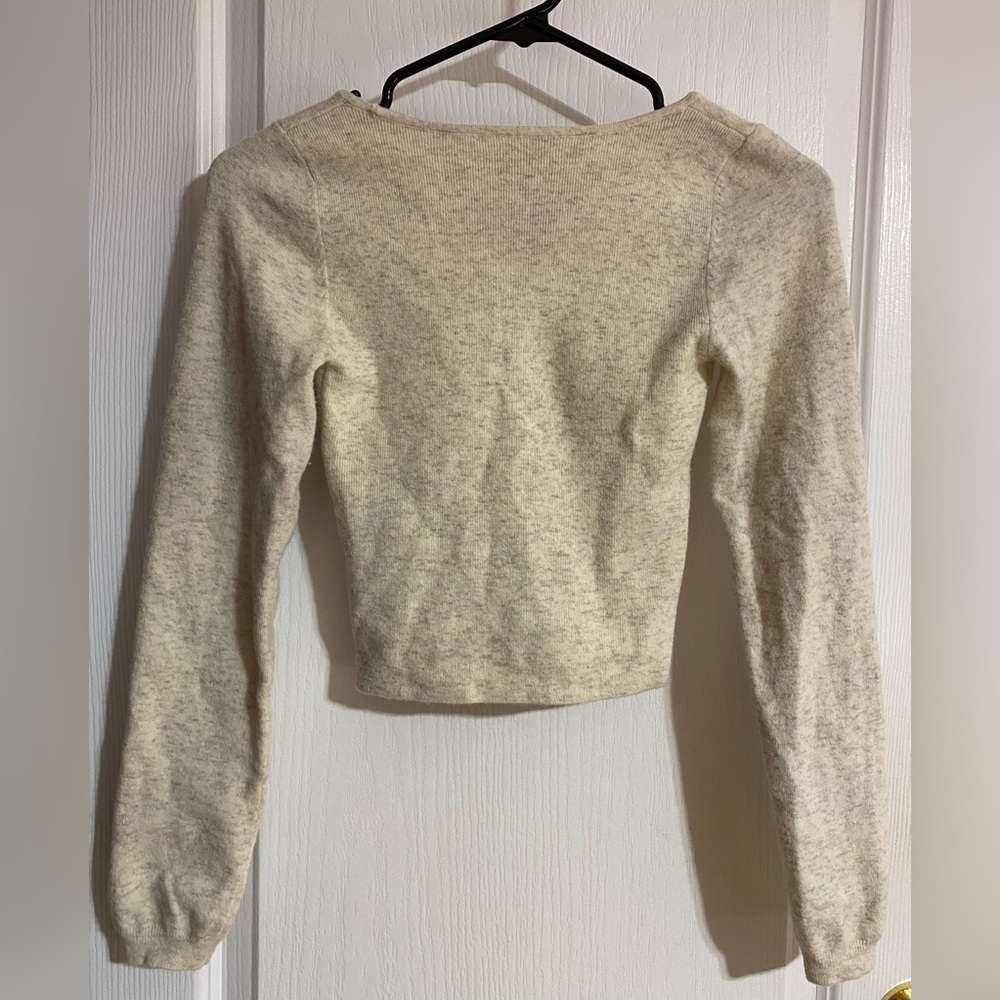 Aritzia Wilfred Wool Blend Greer Sweetheart Bustier Cream Sweater Size Small - Picture 12 of 14